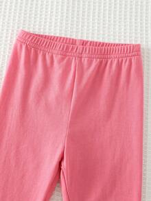 Cozy Pixies 2件套女婴草莓图案针织柔软圆领短袖上衣和松紧腰裤套装 - 粉色 - 查看 7