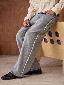 AKNOTIC Business Casual Quần jeans ống rộng túi chéo dành cho nam - màu đen - Xem 6