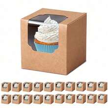 5/20 Pcs Single White Cupcakes Containers Gift Boxes With Window Inserts Handle For Wedding Candy Boxes - Multicolor - View 12