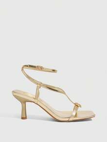 CUCCOO SZL Giày cao gót mũi vuông thời trang đa năng hàng ngày cho nữ - Vàng - Xem 7