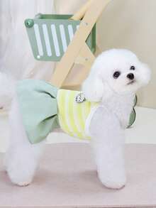 PETSIN 狗狗服装、猫咪服装、动物裙装、宠物春夏新品系列、幼犬连衣裙、公主风百搭连衣裙、条纹印花、小型动物服装、清凉防晒霜 - 彩色 - 查看 8