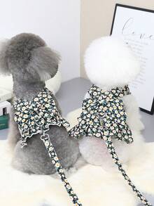 PETSIN Pet Chest And Back Skirt, Cat Traction Strap, Animal Collar Set, Pet Supplies Strap Skirt, Dog Walking Princess Skirt, Pet Chest And Back Skirt+Rope Sweet - Multicolor - View 3
