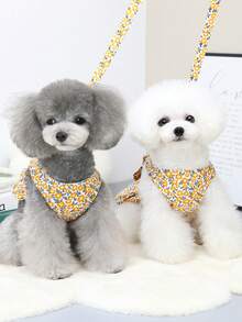 PETSIN 宠物胸背裙，猫咪牵引带，动物项圈套装，宠物用品绑带裙，狗狗散步公主裙，宠物胸背裙+绳子 - 彩色 - 查看 8