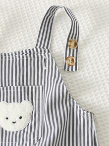 Cozy Pixies 2pcs Baby Boy Cartoon Bear Printed Bib Overalls & Shorts Set - Multicolor - View 8