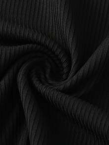 Conjunto de pijama de camiseta y pantalones de unicolor para mujer - Negro - Ver 5