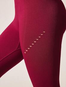 Exploreva Calça legging feminina de cintura alta com recortes, versátil para uso diário, atividades ao ar livre e ciclismo. - Violeta vermelha - Ver 7