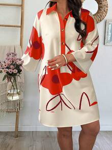 SHEIN LUNE 大码印花休闲度假连衣裙 - 彩色 - 查看 3