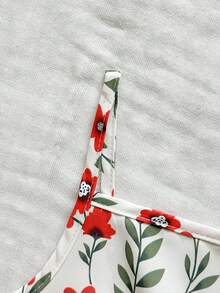 Vintaside Kids Vestido Floral Miúdo para Meninas, Estilo Campestre, Elegante, Fofo, Adequado para Primavera/Verão - Vermelho - Visão 8