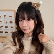 1件创意毛线针织帽发夹，少女甜美刘海夹，多功能前侧碎发发饰 - 彩色 - 查看 2