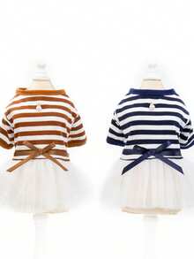 PETSIN Dog Clothing, Cat Clothing, Animal Skirts, Pet Spring/Summer New Collection, Puppy Dress, Princess Versatile Dress, Printed Stripes, Small Animal Clothing, Cool Sunscreen - Multicolor - View 3