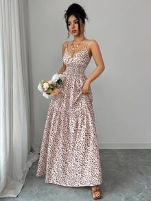 Elenzga 新款吊带碎花编织腰带设计优雅年轻女士度假连衣裙 - 彩色 - 查看 7