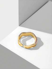 MOTF PREMIUM PRE-18K镀金紫色宝石双波浪戒指 - 紫色 - 查看 7