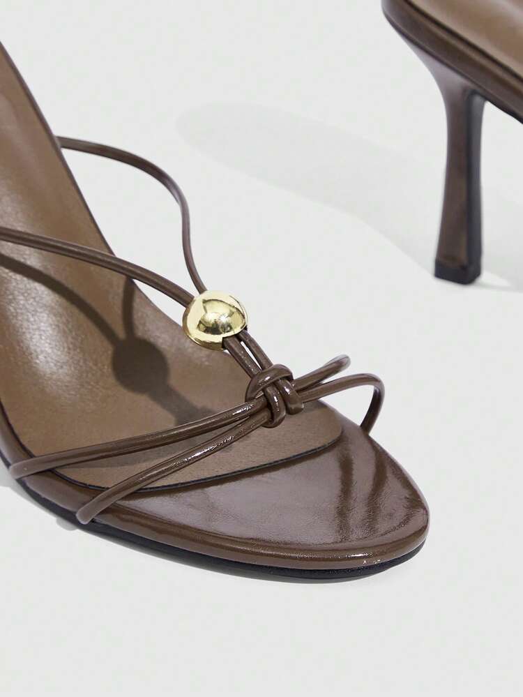 CUCCOO SZL Women's Metal Decor Fashion Daily Wear High Heel Slide Sandals Valentine's Day Spring Shoes Prom Heels