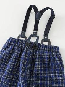 SHEIN 两件套男童休闲格子背心和裤子绅士西装套装 - 藍色 - 查看 6