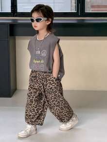 Dazy Kids Young Boys Leopard Print Loose Casual Versatile Pants - Brown - View 2
