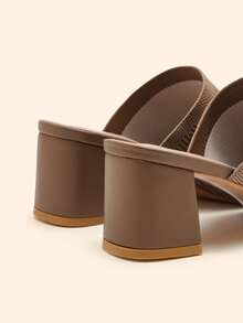 CUCCOO BASICS Sandal cao gót mũi vuông thời trang thường ngày dành cho nữ, thích hợp cho dịp Giáng sinh. - Màu Khaki - Xem 4