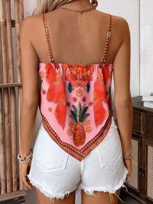 Selianne Women's Casual Loose Floral & Plant Print Camisole Tank Top - Dusty Pink - View 2