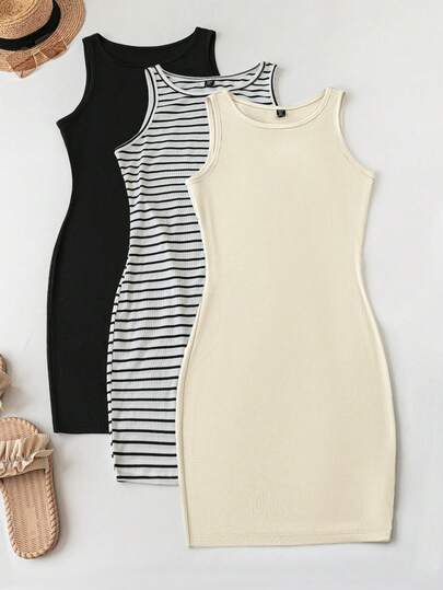 SHEIN LUNE 3件套/加大码休闲简约连衣裙套装，适合户外和居家穿着，节日复古风夏季外出春季女装，夏季波西米亚风复古夏季女装，圣帕特里克节服装，复活节夏季服装，春季女装，海滩圣帕特里克节复活节休闲套装，夏季度假服装，复活节狂欢服装，节日波西米亚风女装，乡村风格服装，乡村音乐会服装