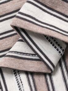 DAZY 男童条纹圆领休闲百搭日常短袖T恤 - 灰色 - 查看 7