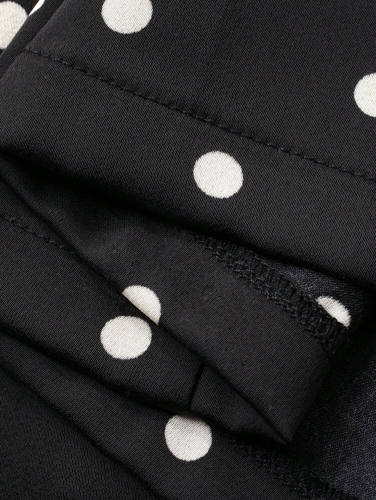 Black & White Polka Dot Halter Top And Long Skirt 2 Pieces Set, Vacation Outfit For Women Cruise Outfit For Women