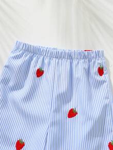 Cozy Pixies Bộ đồ 2 món cho bé gái: Áo không tay cổ tròn in hình dâu tây và quần cạp chun. - Nhiều màu - Xem 3