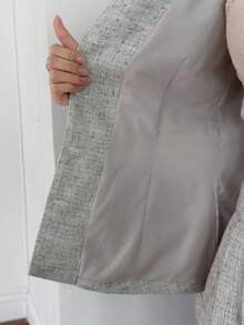 DAZY Bộ đồ mặc nhà thanh lịch kiểu thành thị dành cho nữ, gồm áo vest phối màu tương phản và quần ống rộng, thích hợp cho phái nữ. - Xám - Xem 7
