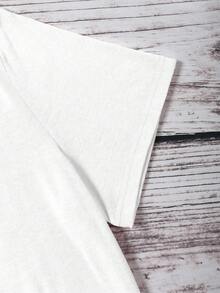 Resyla New Fashion Women Heart Print Round Neck Short Sleeve T-Shirt - White - View 3