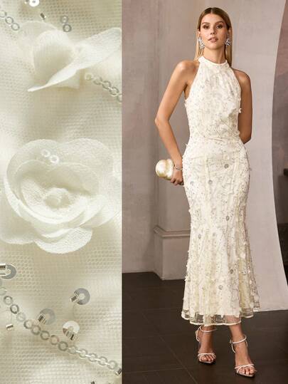 MOTF Soiréza VESTIDO DE CÓCTEL DE FIESTA CON APLIQUES Y BAJO DE COLA DE SIRENA PARA MUJER, PRIMAVERA/VERANO