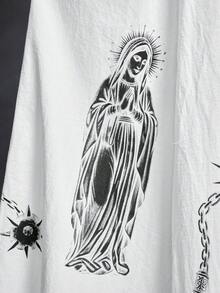 ROMWE Đầm dài in họa tiết búa sao băng, kiếm, dây xích, nĩa theo phong cách Gothic dành cho nữ. - trắng - Xem 2