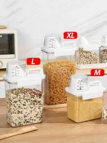 1个厨房储物罐，带盖密封食品储物容器，便携式防漏食品储藏盒，适用于存放谷物、坚果、面粉和大米，厨房收纳配件 - 無色 - 查看 11