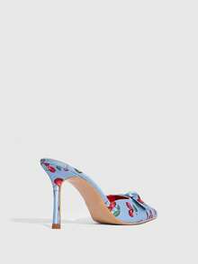 CUCCOO SZL 金色金属质感PU尖头时尚性感魅力夜店高跟鞋 - 藍色印花 - 查看 4