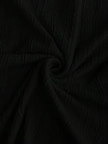 SHEIN Essnce 大尺碼女款黑色冬季休閒優雅通勤辦公正式穿搭 生日約會之夜秋季紋理布料小高領T恤上衣 - 黑色 - 查看 6