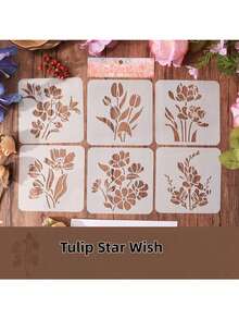 Bộ 4 khuôn tô hoa Flower Gallery Whisper Hollow-Out | Khuôn tô hoa viền ngang dùng cho viết tay trên báo, tô màu và vẽ tranh - Bộ - Xem 5