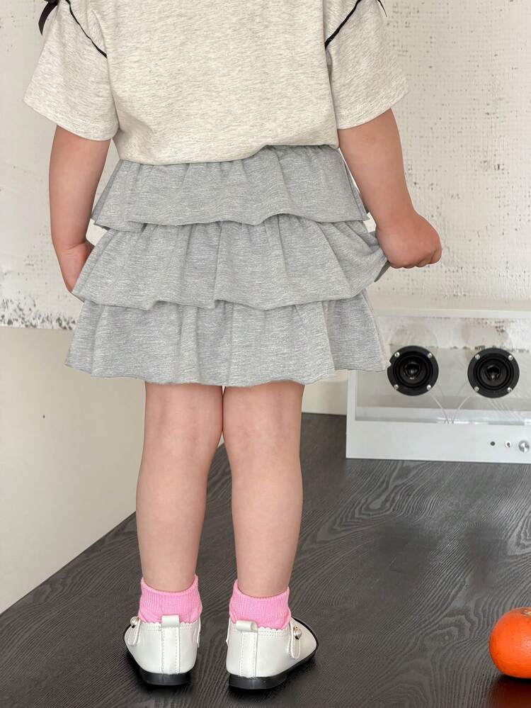 Baby Girls' Casual Ruffled Hem Solid Color Pants, Korean Style Summer