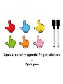 1/2/3/4/6张创意冰箱贴纸，手指、箭头、多色，黑板贴纸、白板贴纸，手指阅读教具，教学互动教具，家居、办公、文具、教学工具 - 彩色 - 查看 11