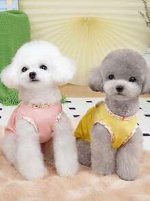 PETSIN 狗狗服装、猫咪服装、动物裙装、宠物春夏新品系列、幼犬连衣裙、公主风百搭连衣裙、条纹印花、小型动物服装、清凉防晒霜 - 彩色 - 查看 10