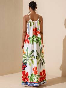 Vesra Women's Floral Print Sleeveless Mid-Length Dress - Multicolor - View 2