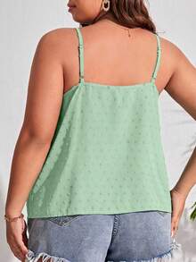 SHEIN Frenchy Plus Size Casual Solid Color Hollow Out Camisole - Mint Green - View 2
