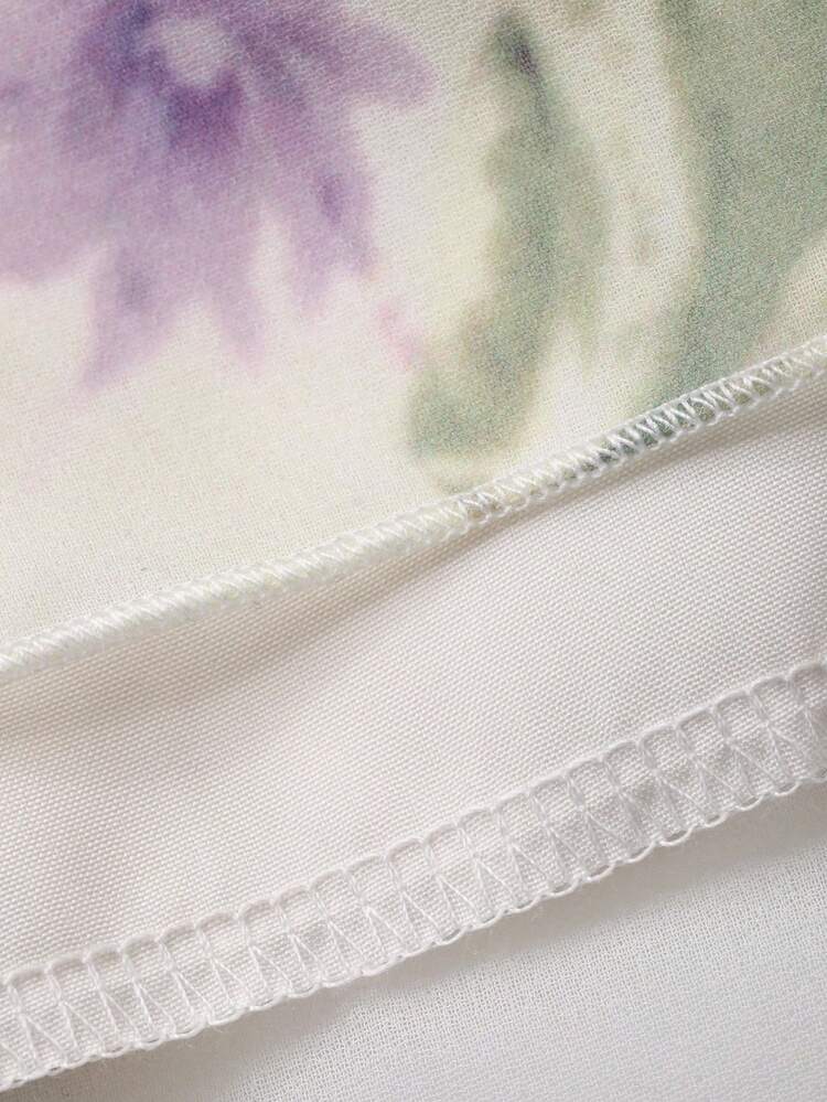 Women's Square Neck Short Sleeve Printed Waist Cinched Dress, Vacation Style Sundress