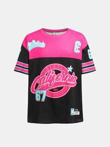 SHEIN 2件套少女“Six Seven”印花针织宽松T恤+打底裤套装，休闲时尚，百搭，适合与姐妹们一起参加派对拍照、公园漫步、露营、度假、日常休闲等场合。 - 黑色 - 查看 6