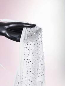 Amplova Rhinestone Glitter Backless Sheer Sexy Bodysuit For Party - White - View 10