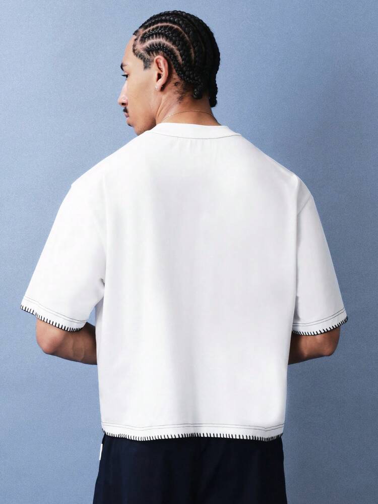 Crew Neck Pocket Tee With Contrast Stitching