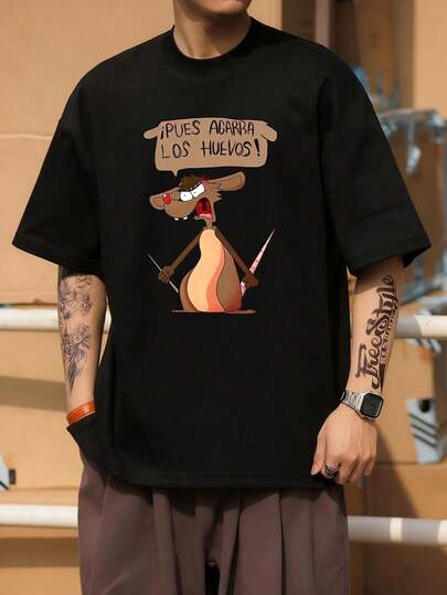 A men's  with a round neck casual fit and short , elegant and casual style, suitable for daily outings, school, and summer essentials