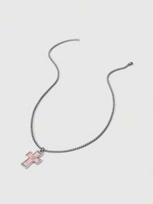 ROMWE Kawaii Gotycki Y2K Różowy Krzyż Serce Wisiorek Łańcuch Choker Naszyjnik Dla Kobiet Egirl Hip Hop Punk Charms Estetyczna Biżuteria Akcesoria EMO - Różowy - Zobacz 3