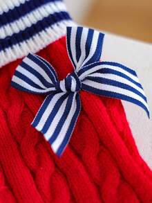 PETSIN 1pc Cat/Dog Universal Clothing, Classic Red Pet Sweater, Warm Knitted Sweater For Spring, Autumn And Winter - Red - View 5