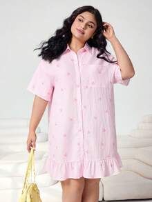 Solflare Đầm dáng rộng, kẻ sọc xanh hải quân và trắng, có bèo nhún ở gấu, cỡ lớn, thích hợp cho đi làm, đi học, mặc thường ngày, hẹn hò, đi chơi. - Nhiều màu - Xem 6