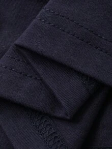 DAZY Young Boy Summer Casual Contrast Trim Numeric Print Round Neck Short Sleeve T-Shirt - Navy Blue - View 8