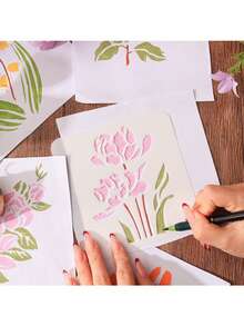 Bộ 4 khuôn tô hoa Flower Gallery Whisper Hollow-Out | Khuôn tô hoa viền ngang dùng cho viết tay trên báo, tô màu và vẽ tranh - Bộ - Xem 9