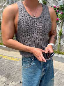 DAZY Men Sweater Vests Summer - Grey - View 6