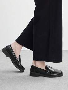 CUCCOO BIZCHIC Ladies Black Glossy Platform Loafers Casual Commuter Style Valentine's Day - Black 1 - View 4